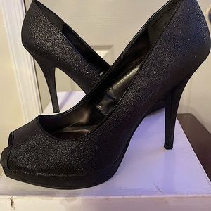 Steve Madden Black glitter heels